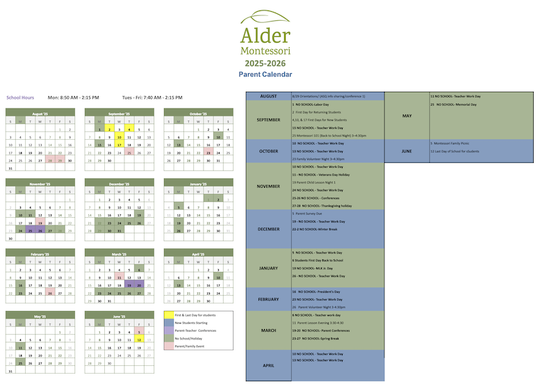 25-26 English Calendar Screenshot