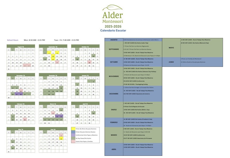 25-26 Spanish Calendar Screenshot